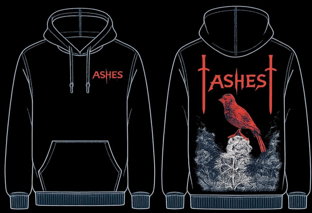 Project #001 Ashes Lightweight Hoodie front and back design